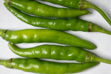 green chili pepper isolated on a white background