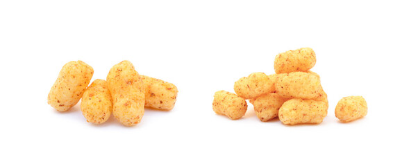 Peanut, corn puffs isolated with white background