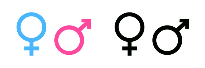Gender symbol pink, blue and black icon. - obrazy, fototapety, plakaty