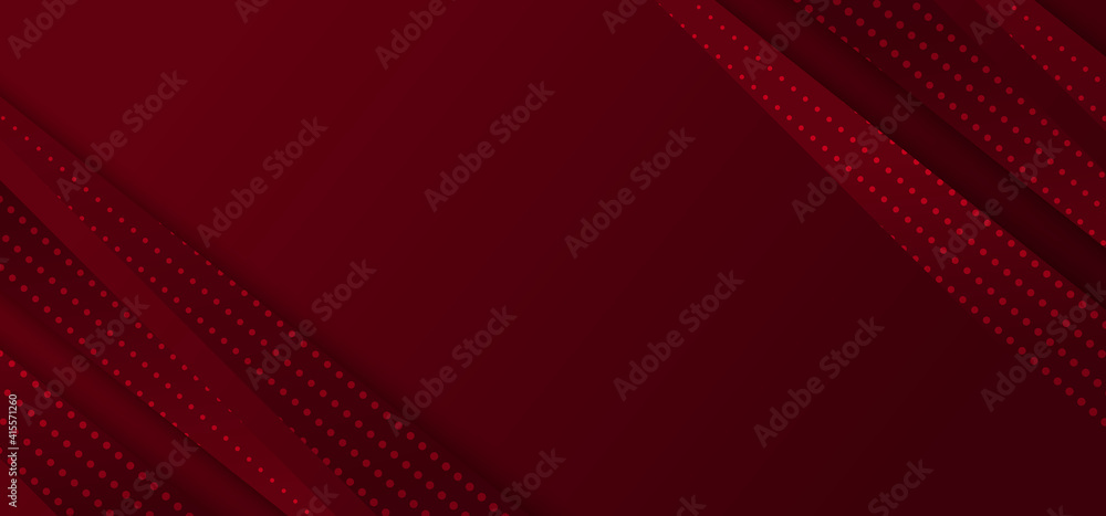 Poster abstract red gradient diagonal stripes lines with dots pattern on dark red background.