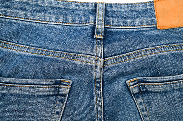 Back view of jeans, close up