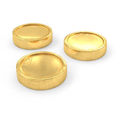 Gold coins isolated on white background, 3D rendering