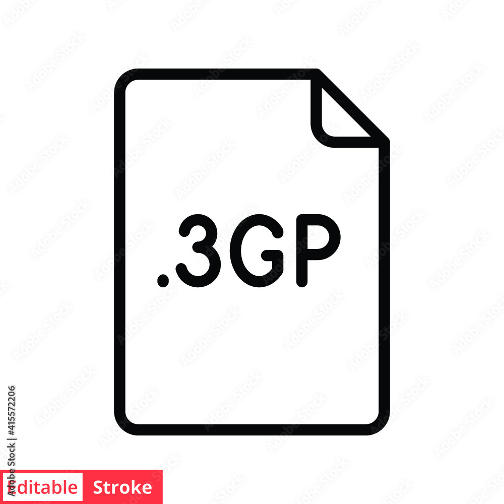 Poster 3gp file format line icon. linear style sign for mobile concept and web design. simple outline symbo