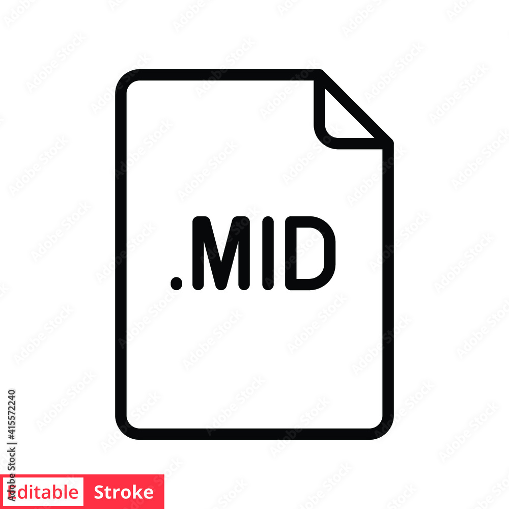 Poster mid file format line icon. linear style sign for mobile concept and web design. simple outline symbo