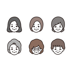 シニア 女性 アイコン イラスト