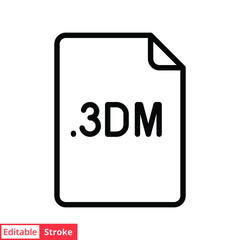 3DM file format line icon. Linear style sign for mobile concept and web design. Simple outline symbol. Vector illustration isolated on white background. Editable stroke EPS 10.