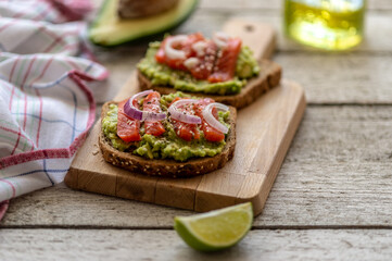 Sandwich with avocado and salmon