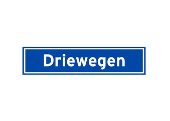Driewegen isolated Dutch place name sign. City sign from the Netherlands.