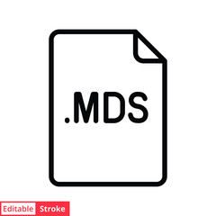 MDS file format line icon. Linear style sign for mobile concept and web design. Simple outline symbol. Vector illustration isolated on white background. Editable stroke EPS 10.