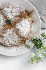 Homemade traditional moroccan pastilla or chicken bastilla