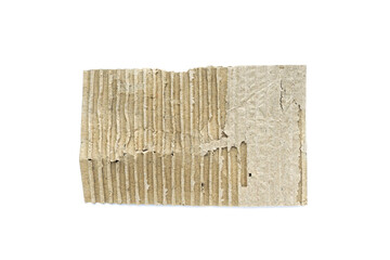 Recycled paper craft stick on a white background. Brown paper torn or ripped pieces of paper isolated on white background.