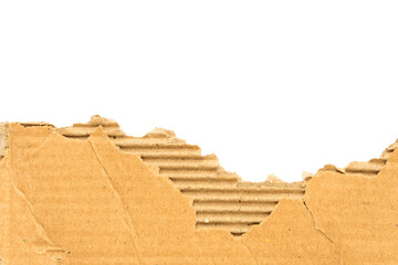 Recycled paper craft stick on a white background. Brown paper torn or ripped pieces of paper isolated on white background with clipping path.