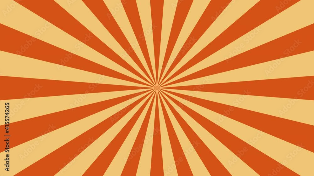 Aufkleber abstract seamless motion graphic loop animation background with orange rays in retro pop art style