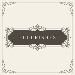 Royal Logo Design Template Decoration, Flourishes Calligraphic Elegant Ornament Frame Lines. Good for Luxury