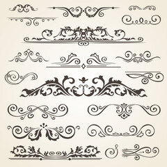 Fine line set of design elements isolated on light background. frame element collection. Book dividers