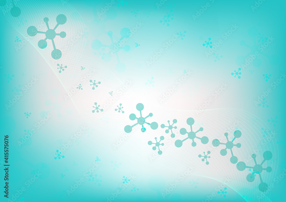 Aufkleber abstract molecule pattern on green background. medical and science, technology connection concept.