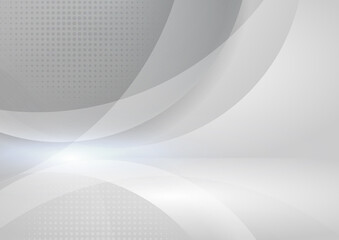 Obraz premium Abstract white and grey circles overlapping background.