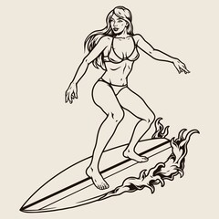 Vintage monochrome surfing concept