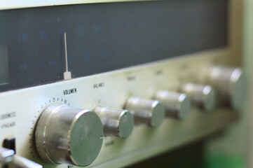 Closeup of a volume button of an old vintage  record player
