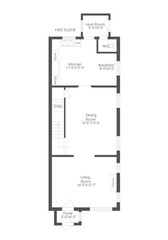 Set of groundfloor blueprints. 2d floor plan. Black&white floor plan. Floorplan.