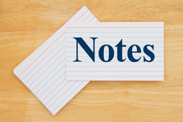 Writing notes message with retro white paper index cards