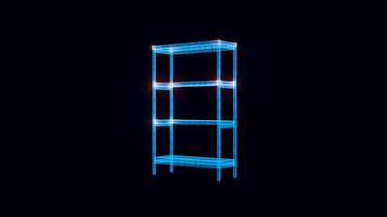 3d rendered illustration of empty book shelf hologram. High quality 3d illustration