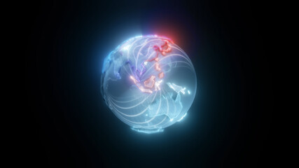 3d rendered illustration of Earth Globe with glowing countries. High quality 3d illustration