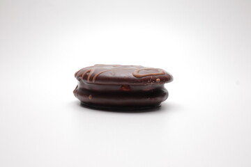 Chocolate pie on white background