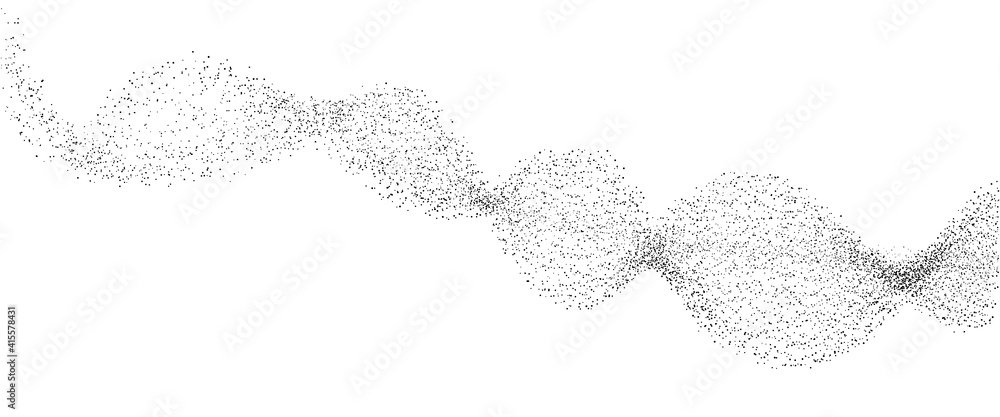 Poster Abstract dots particles flowing wavy isolated on white background. Vector illustration design for any projects.