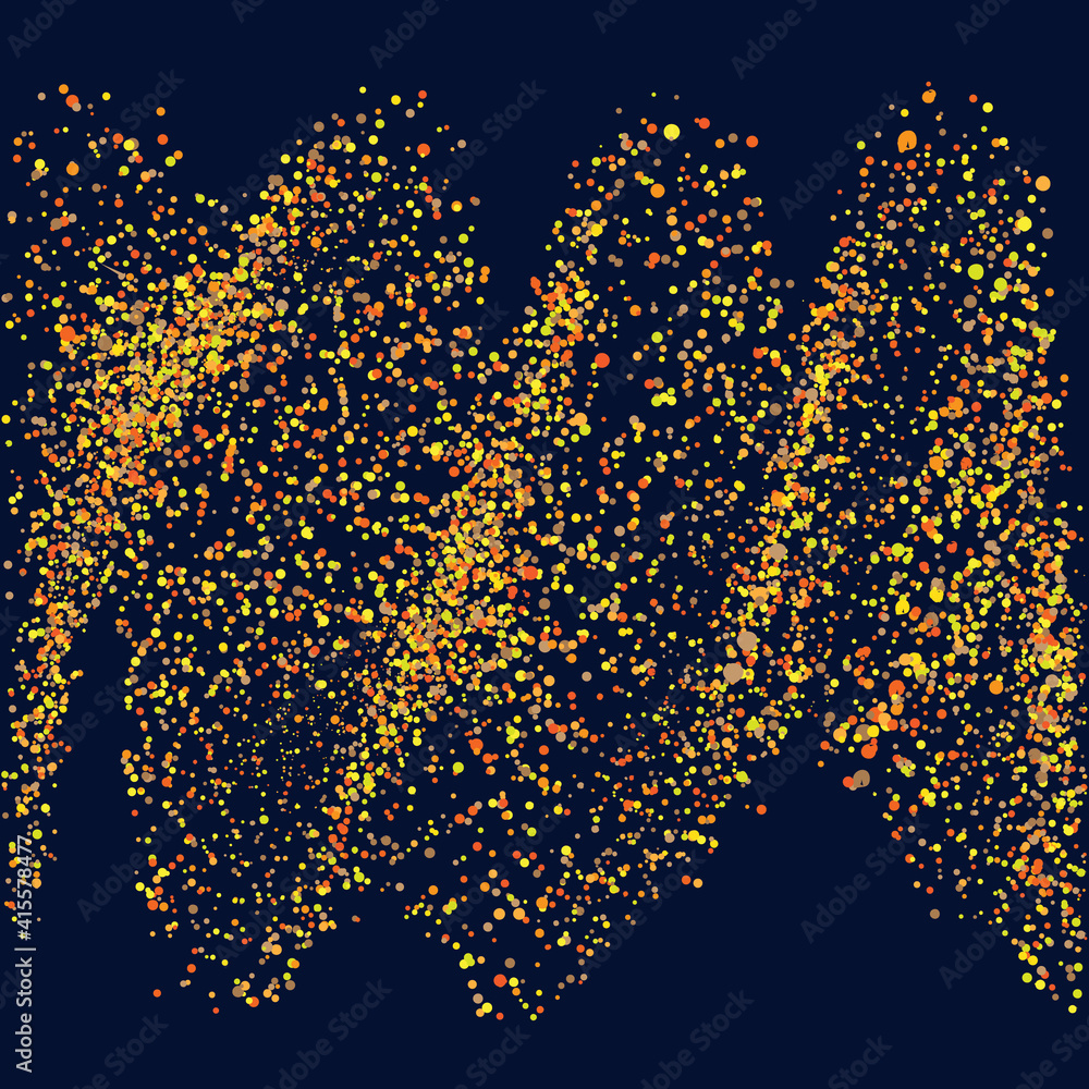 Poster Abstract golden dots particles flowing wavy isolated on dark background. Vector illustration design for any projects.