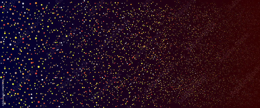 Poster Abstract golden dots particles flowing wavy isolated on dark background. Vector illustration design for any projects.
