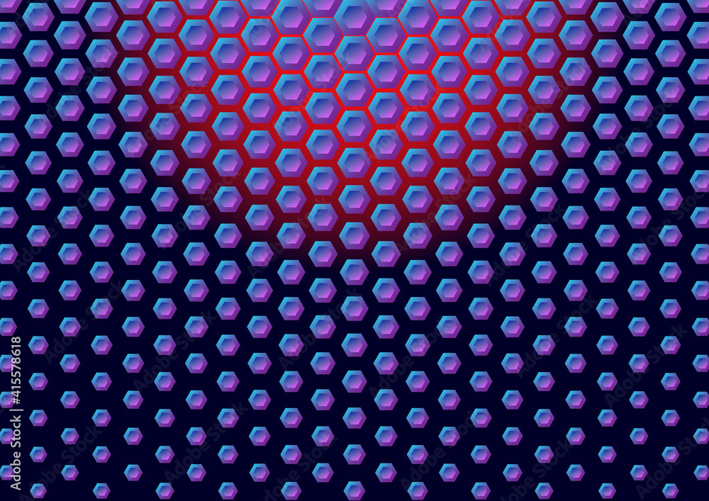 Poster abstract background with hexagons of different sizes