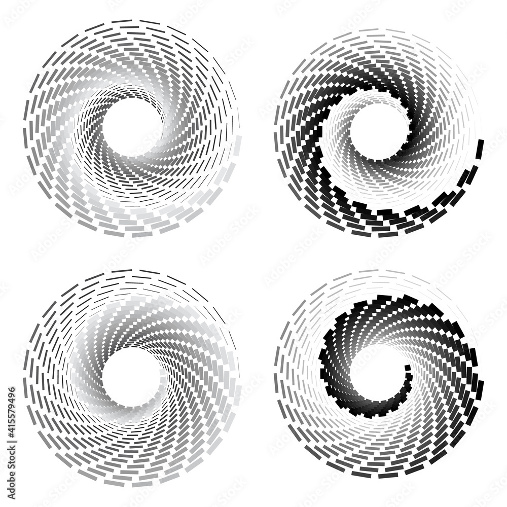 Wall mural abstract dotted vector background. halftone effect. spiral with rectangles as background or icon. di