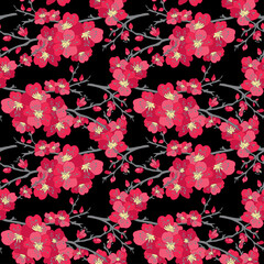 sakura cherry blossom seamless pattern © Chantal