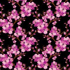Obraz na płótnie Canvas sakura cherry blossom seamless pattern