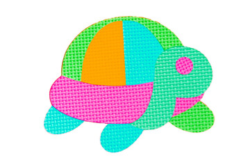 Image of colored turtle, toy on white background