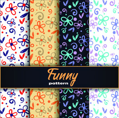hand drawn set of four backgrounds funny patterns with flowers and leaves decorative floral motif vector illustration for print or wrap paper gifts
