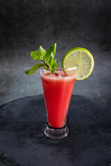 Fresh watermelon smoothie in a glass