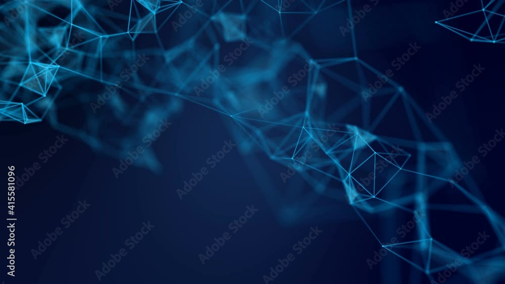 Fototapete Abstract network background seamless loop 4k. Global business network concept. High tech animation with space digital plexus mesh. Triangles and lines with dots.