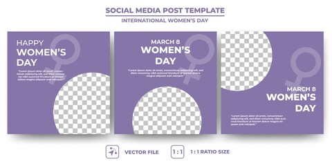 Set of Editable banner template. International women's day social media post template design. Flat design vector with a photo collage.