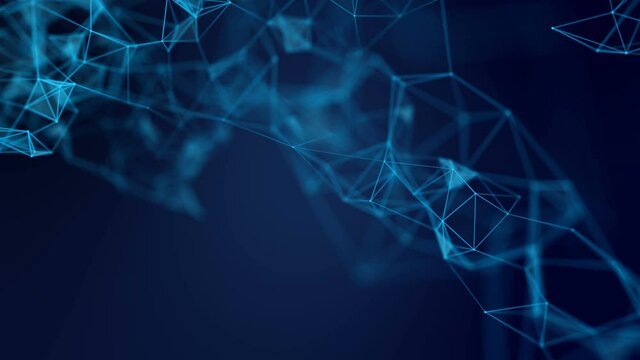 Abstract network background seamless loop 4k. Global business network concept. High tech animation with space digital plexus mesh. Triangles and lines with dots.
