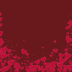 Red heart love confettis. Valentine's day falling