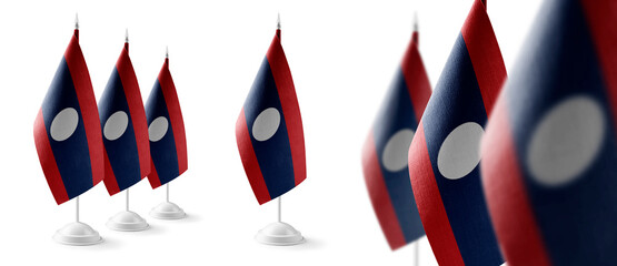 Set of Laos national flags on a white background