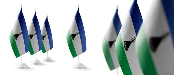 Set of Lesotho national flags on a white background