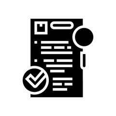 requisition review glyph icon vector. requisition review sign. isolated contour symbol black illustration