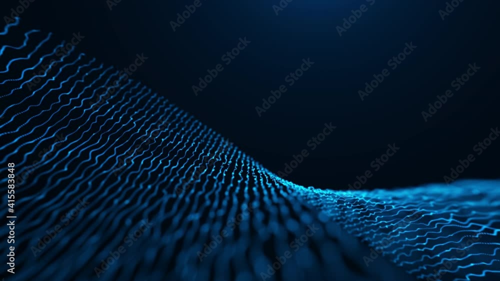 Aufkleber camera movement motion graphic background with blue moving waves. minimalistic abstract digital fiel