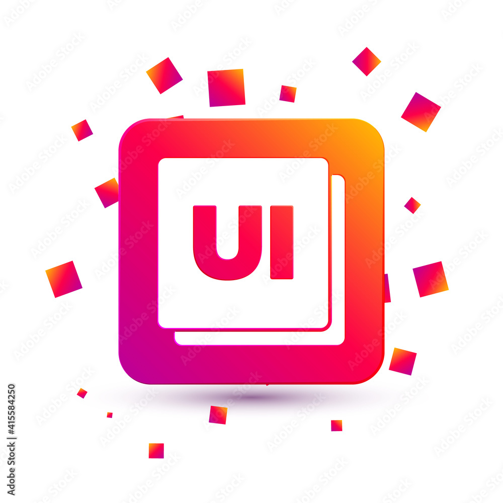 Poster white ui or ux design icon isolated on white background. square color button. vector.