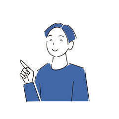 指さし 笑顔の男性 程よいシンプルなイラスト ベクター