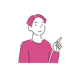 指さし 笑顔の男性 程よいシンプルなイラスト ベクター Pointing smile man Moderately simple illustration vector
