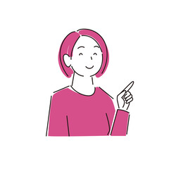 指さし 笑顔の女性 程よいシンプルなイラスト ベクター